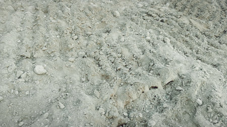 Wheel tracks on the ground. The texture of the surface of the soil.