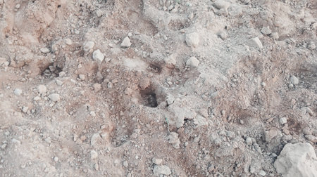 Close-up of soil layers in the desert. Natural background.