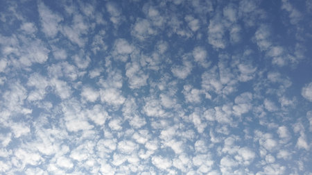 blue sky background with white clouds. Cumulus white clouds in the clear blue sky.