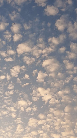 Clouds in the blue sky at sunset as an abstract background.