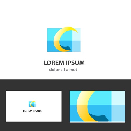 Abstract vector logo design template with business cardのイラスト素材