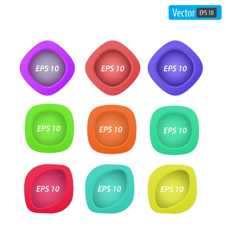 Set of colorful 3d buttons. Vector illustration.のイラスト素材