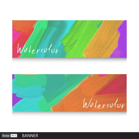 Watercolor design bannersのイラスト素材