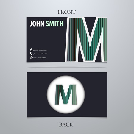 Business card template, letter Mのイラスト素材
