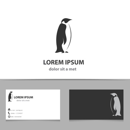 Abstract penguin design template with business cardのイラスト素材
