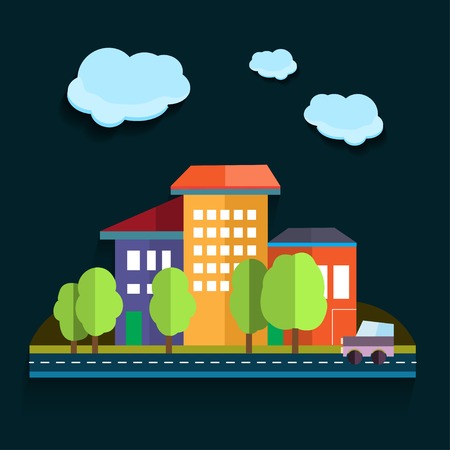 Illustration urban landscape. Color flat designのイラスト素材