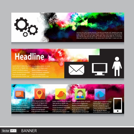 Vector template banners with watercolor paint abstract backgroundのイラスト素材