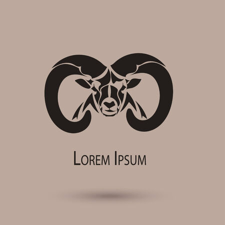 2015 Chinese New Year of the Ram Head Black Silhouette. Vector Illustrationのイラスト素材
