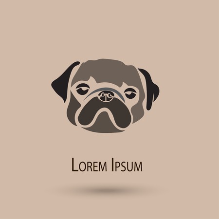 Vector stylized pug dog icon. Cute illustrationのイラスト素材