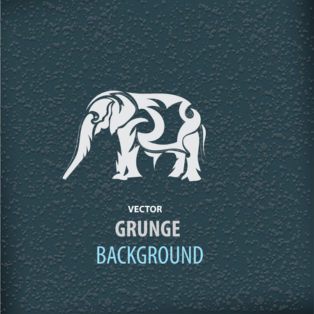 Stylized elephant icon black. Vector illustration with backgroundのイラスト素材