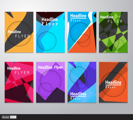 Set of Flyer, Brochure Design Templates. Geometric Triangular Abstract Modern Backgrounds. Vector Illustrationのイラスト素材