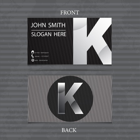 Creative Metal Business Card Letter K. Vector illustration with lines.のイラスト素材
