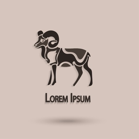 Vector silhouette of a ram. Stylized animal with a brown background. Creative artistic idea.のイラスト素材