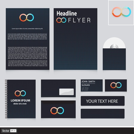 Creative corporate identity with cubes and modern icon infinity. Vector idea for your company. Business concept.のイラスト素材