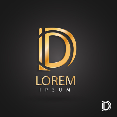 Golden logo design, letter d. Creative metallic vector icon. Trendy business elements.のイラスト素材