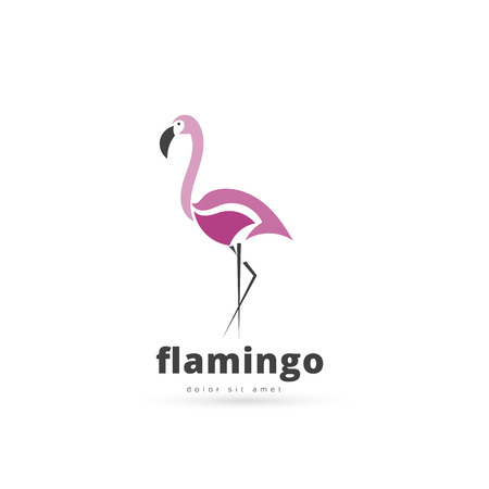 Artistic stylized flamingo icon. Silhouette birds. Creative art logo design. Vector illustration.のイラスト素材