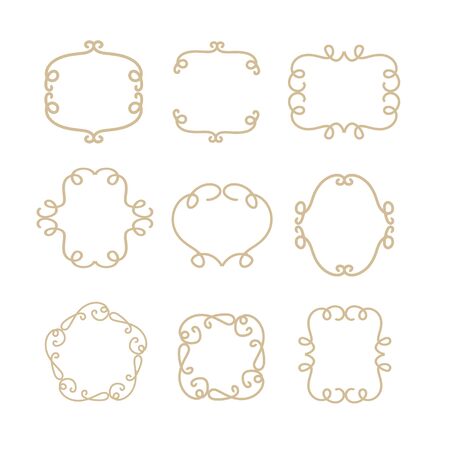 Decorative outline frames. Abstract monogram templates. Vector set.のイラスト素材