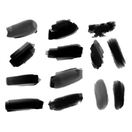 Watercolor brush strokes set. Vector black paint, ink brush stroke, brush, line or texture. Vector illustrationのイラスト素材