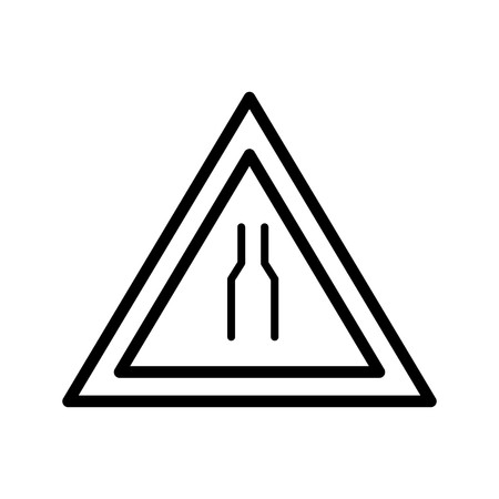 Vector Road narrows on both side Road Sign Iconのイラスト素材