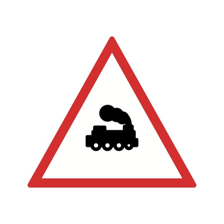 Vector Level crossing Train Road Sign Iconのイラスト素材