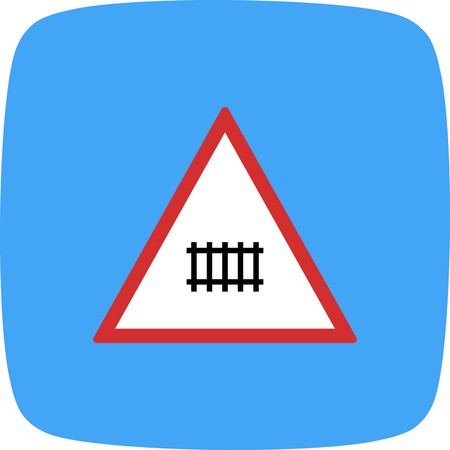 Vector Level crossing (with gate) Road Sign Iconのイラスト素材