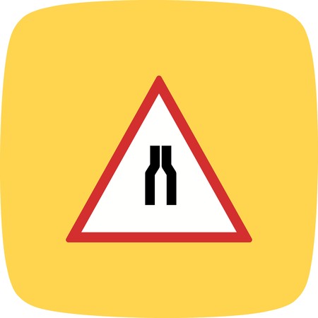 Vector Road narrows on both side Road Sign Iconのイラスト素材