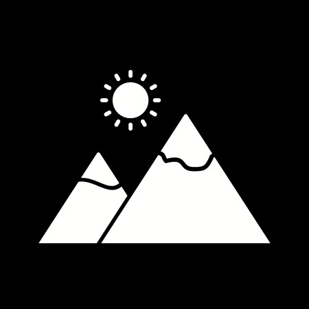 Vector Mountain with sun Iconのイラスト素材