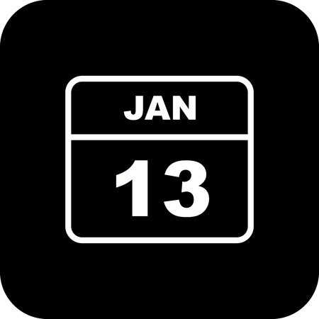 January 13th Date on a Single Day Calendarのイラスト素材