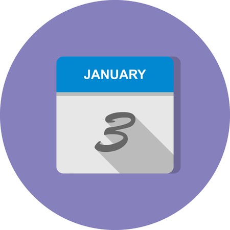 January 3rd Date on a Single Day Calendarのイラスト素材