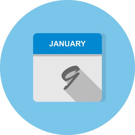 January 9th Date on a Single Day Calendarのイラスト素材