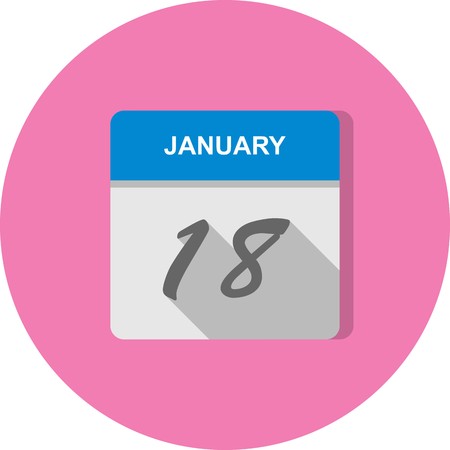 January 18th Date on a Single Day Calendar:: tasmeemME.com