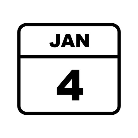 January 4th Date on a Single Day Calendarのイラスト素材