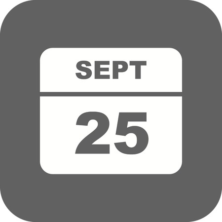 September 25th Date on a Single Day Calendarのイラスト素材