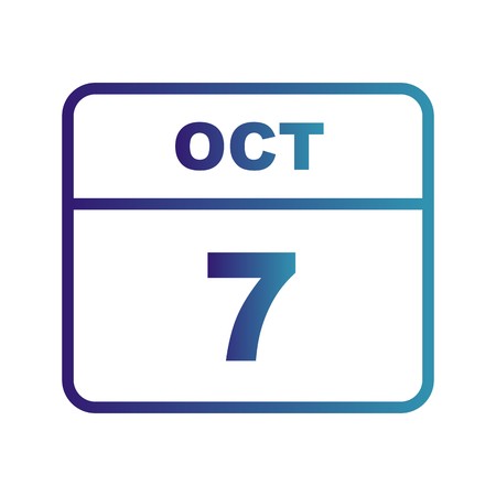 October 7th Date on a Single Day Calendarのイラスト素材