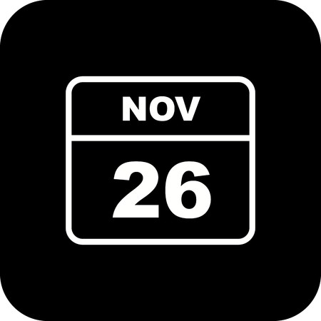 November 26th Date on a Single Day Calendarのイラスト素材