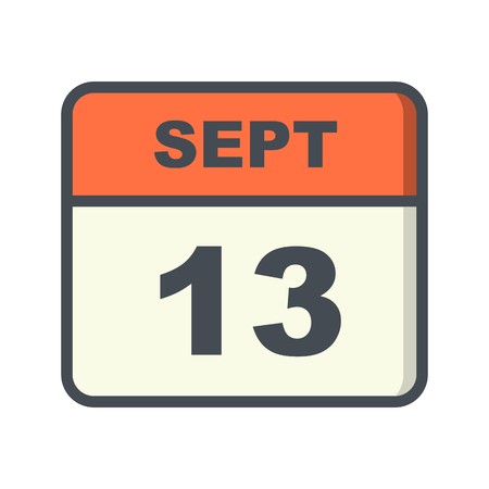 September 13th Date on a Single Day Calendarのイラスト素材