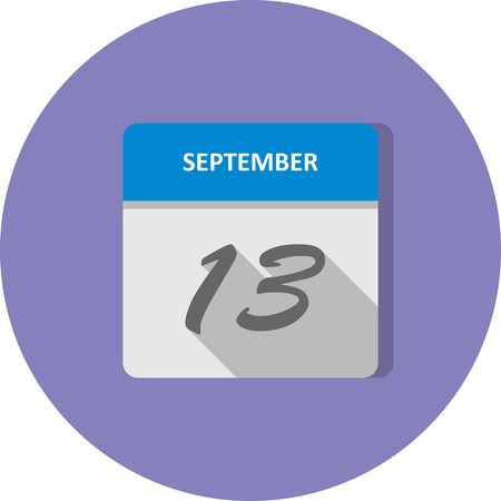 September 13th Date on a Single Day Calendarのイラスト素材