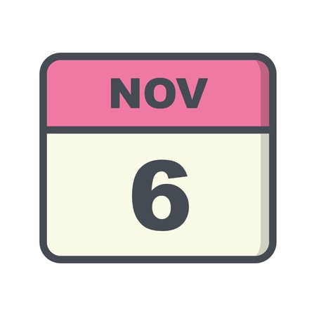 November 6th Date on a Single Day Calendarのイラスト素材