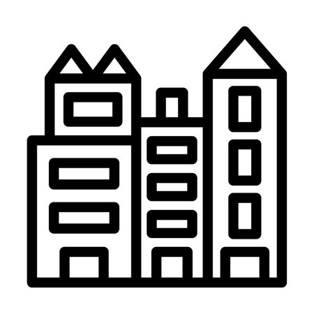 Cityscape At Dusk Vector Thick Line Icon For Personal And Commercial Use.の写真素材