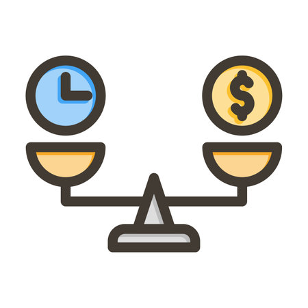 Time is Money Thick Line Filled Colors For Personal And Commercial Use.のイラスト素材