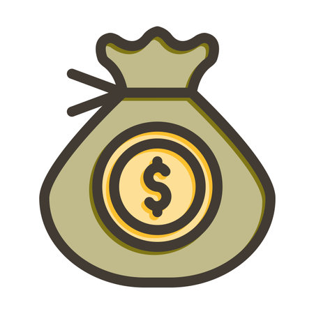 Money Bag Thick Line Filled Colors For Personal And Commercial Use.のイラスト素材