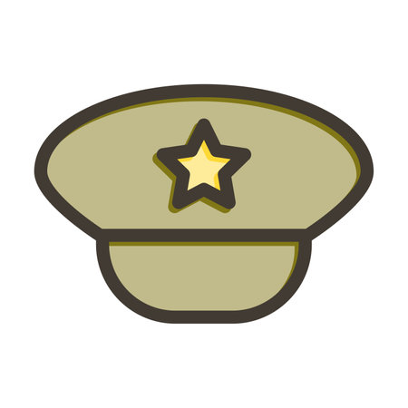 Military Hat Thick Line Filled Colors For Personal And Commercial Use.のイラスト素材