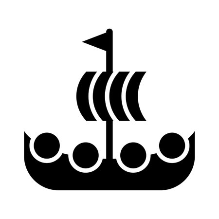 Viking Ship Vector Glyph Icon For Personal And Commercial Use.のイラスト素材