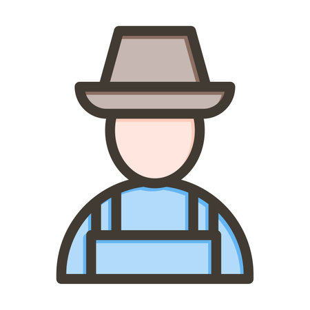 Farmer Thick Line Filled Colors For Personal And Commercial Use.のイラスト素材