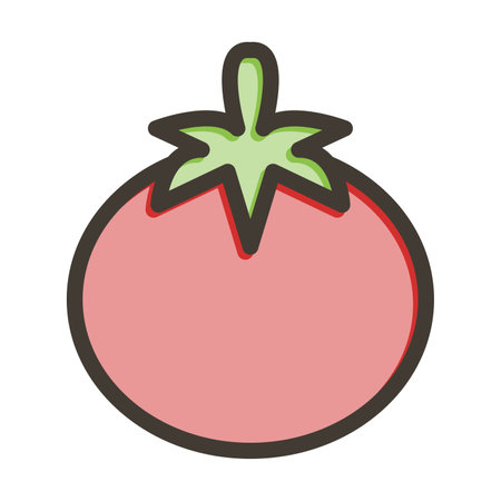 Tomato Thick Line Filled Colors For Personal And Commercial Use.のイラスト素材