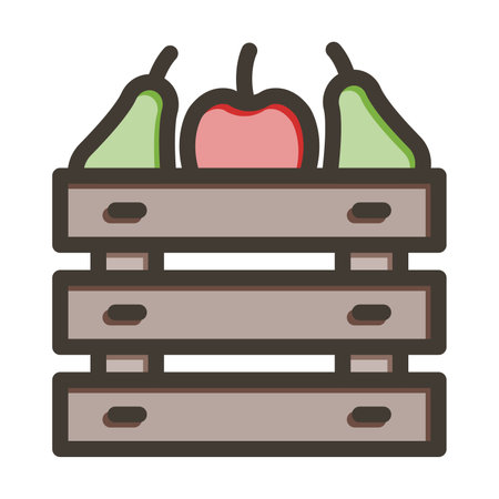 Fruit Box Thick Line Filled Colors For Personal And Commercial Use.のイラスト素材