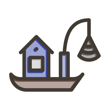 Fishing Boat Thick Line Filled Colors For Personal And Commercial Use.のイラスト素材