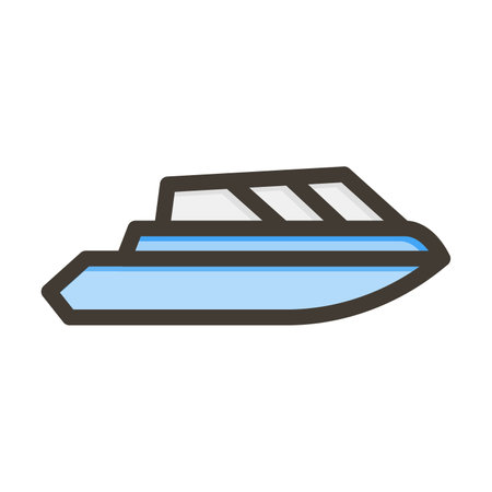 Small Yacht Thick Line Filled Colors For Personal And Commercial Use.のイラスト素材