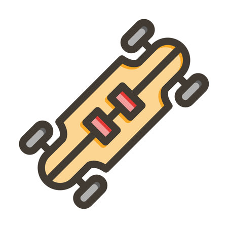 Longboard Thick Line Filled Colors For Personal And Commercial Use.のイラスト素材