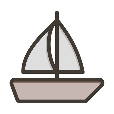 Sail Boat Thick Line Filled Colors For Personal And Commercial Use.のイラスト素材